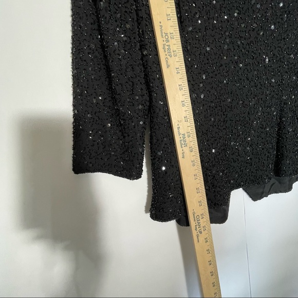 Chadwicks Black beaded sequined wrap top womens 14 - Picture 6 of 12